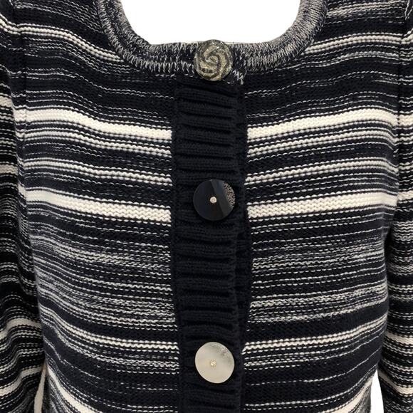 Christopher Banks Blue & White Striped Cotton Cardigan Sweater size Small - Picture 2 of 7